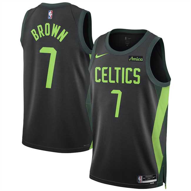 Mens Boston Celtics #7 Jaylen Brown Black 2024-25 City Edition Stitched Jersey Dzhi